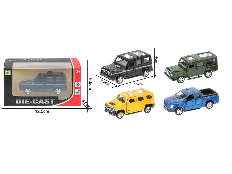 1:60 Pull Back Alloy Open Doors Off-Road Vehicle 1pcs