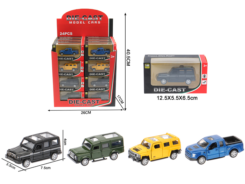 1:60 Pull Back Alloy Open Doors Off-Road Vehicle 24pcs