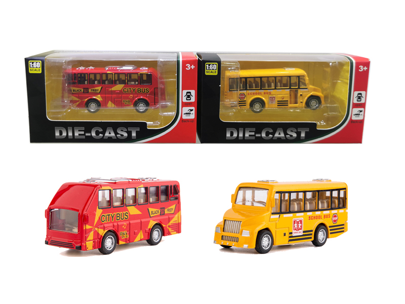 1:60 Pull Back Alloy Bus(Can Open The Door)1pcs