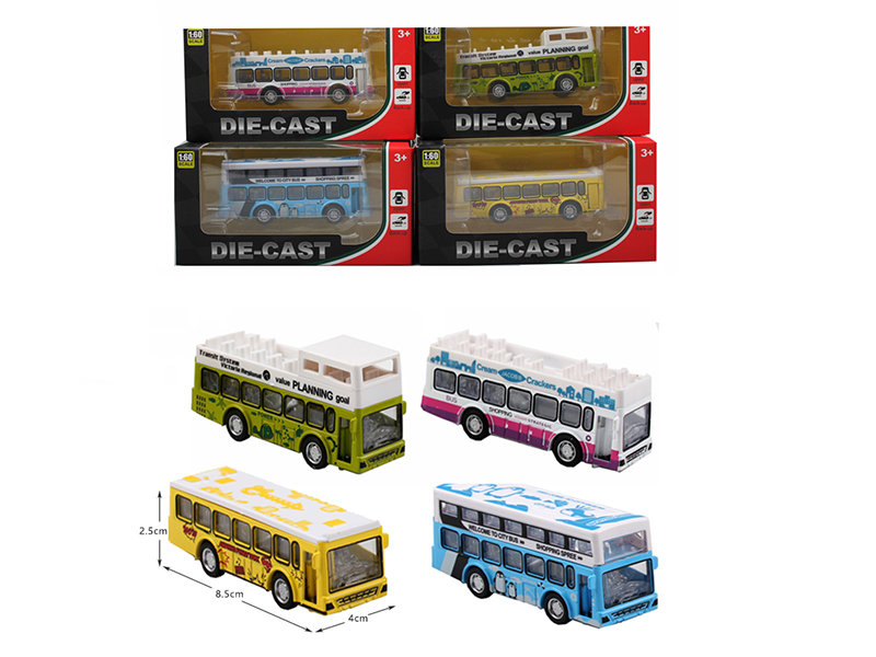1:60 Pull Back Alloy Bus(Can Open The Door)1pcs