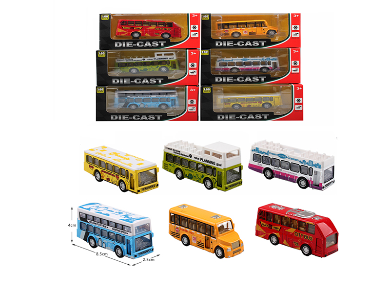 1:60 Pull Back Alloy Bus(Can Open The Door)1pcs