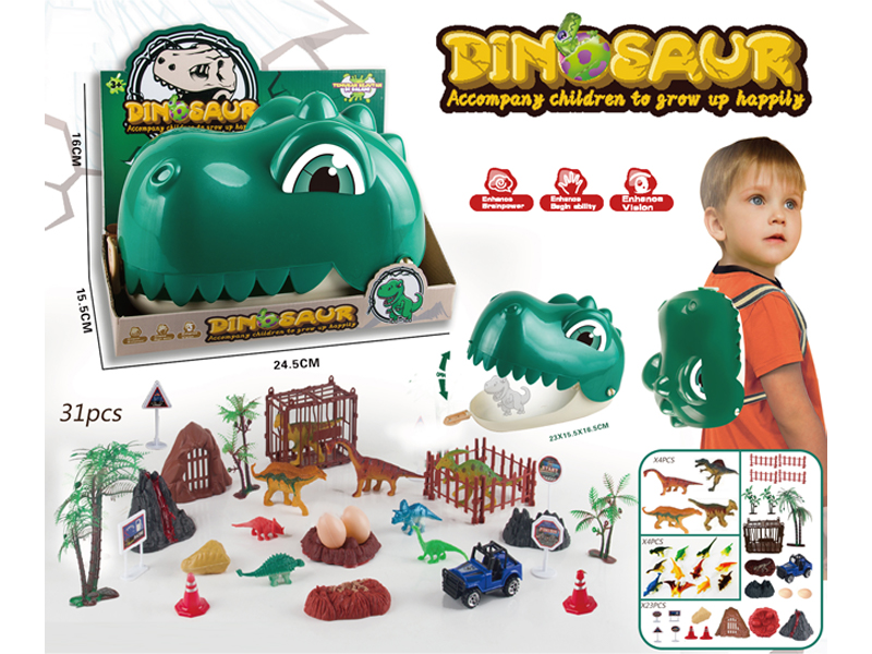 31PCS Backpack Dinosaur Head Storage Box
