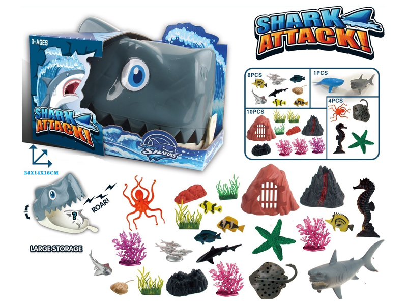 23PCS Dragging Shark Head Storage Box