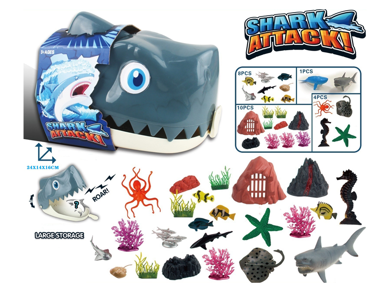 23PCS Dragging Shark Head Storage Box