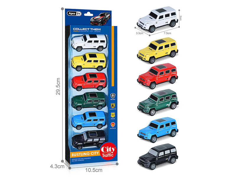 1:64 Pull Back Light Alloy Off-Road Vehicle(6PCS)