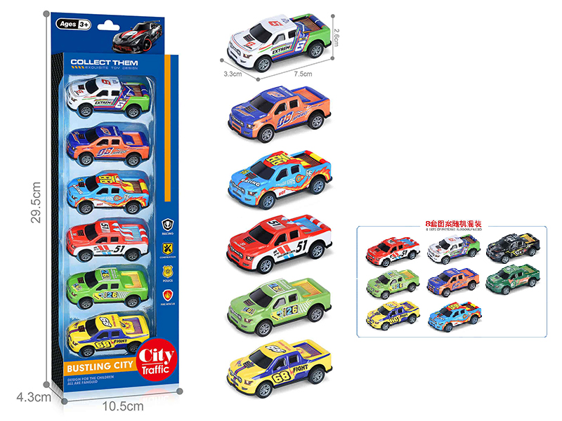 1:64 Pull Back Light Alloy Off-Road Vehicle(6PCS)