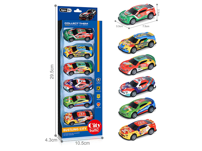 1:64 Pull Back Light Alloy Cars(6PCS)