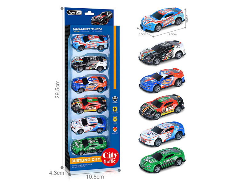 1:64 Pull Back Light Alloy Cars(6PCS)