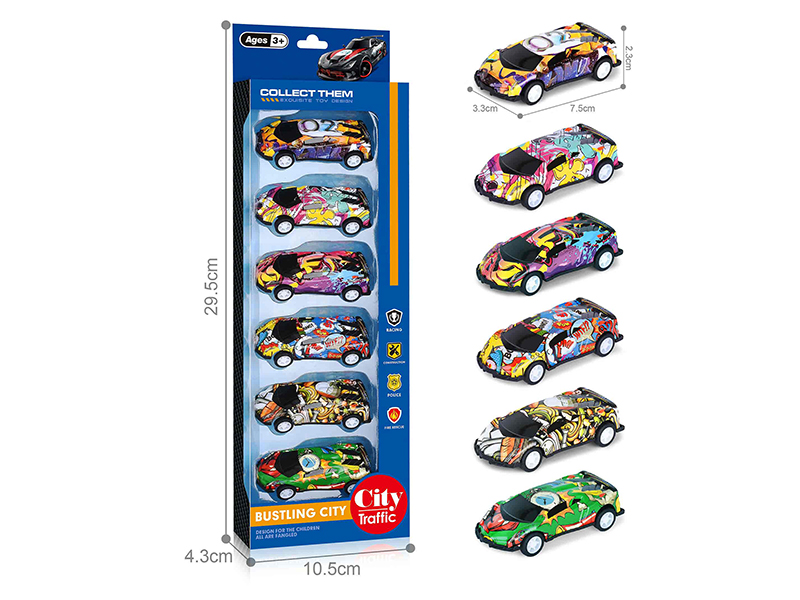 1:64 Pull Back Light Alloy Cars(6PCS)