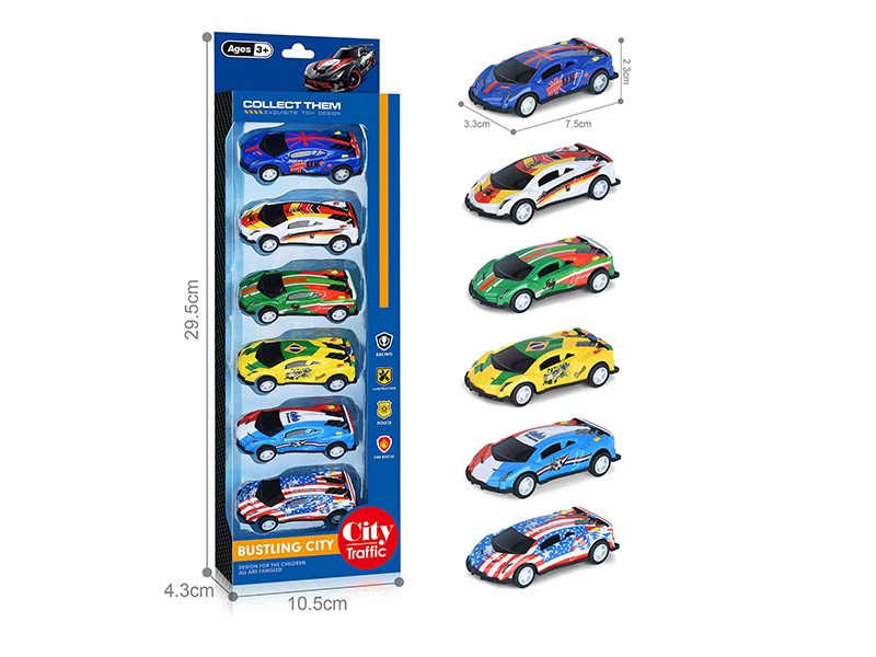 1:64 Pull Back Light Alloy Cars(6PCS)