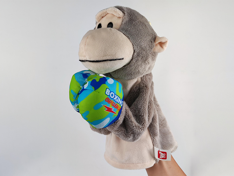 Plush Hand Puppet Monkey Boxer With Sound