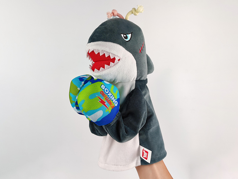 Plush Hand Puppet Shark Boxer With Sound
