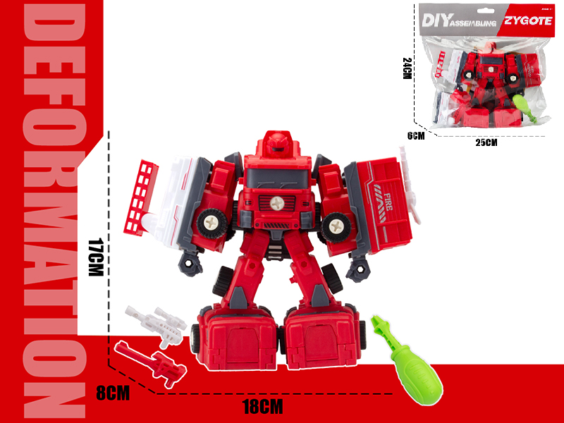 DIY Assembly Deformation Fire Engine 3 In 1