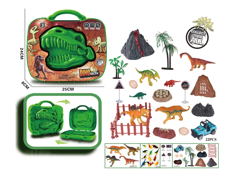 22PCS Dinosaur Carrying Case Set