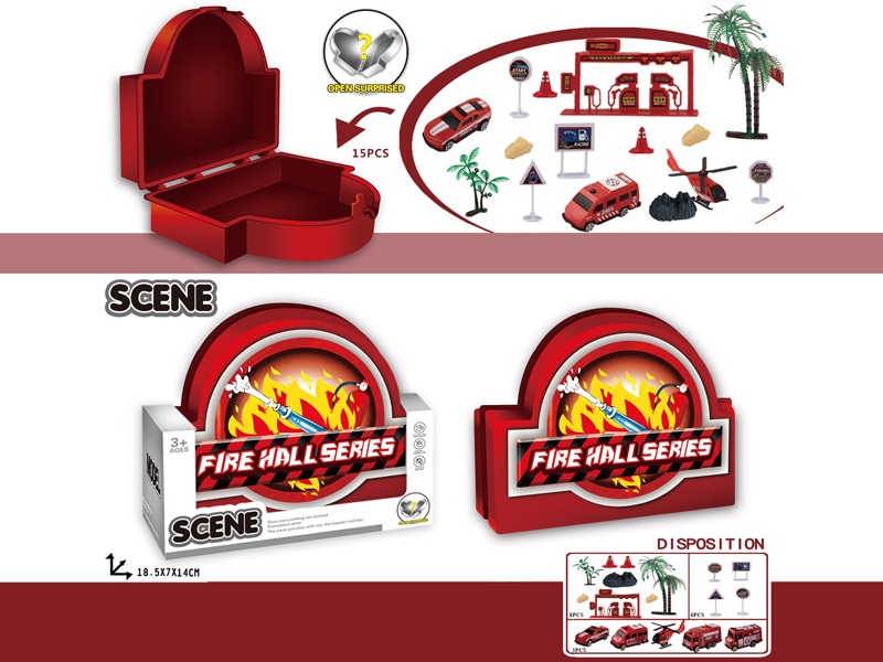15PCS Slide Fire Fighting Scene Storage Box