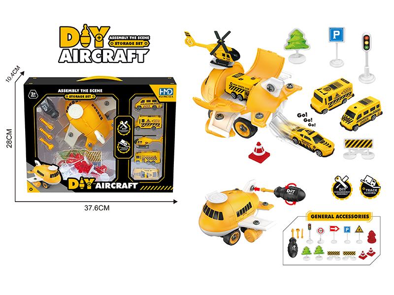 DIY Assembly Storage Airplane Engineering Scene