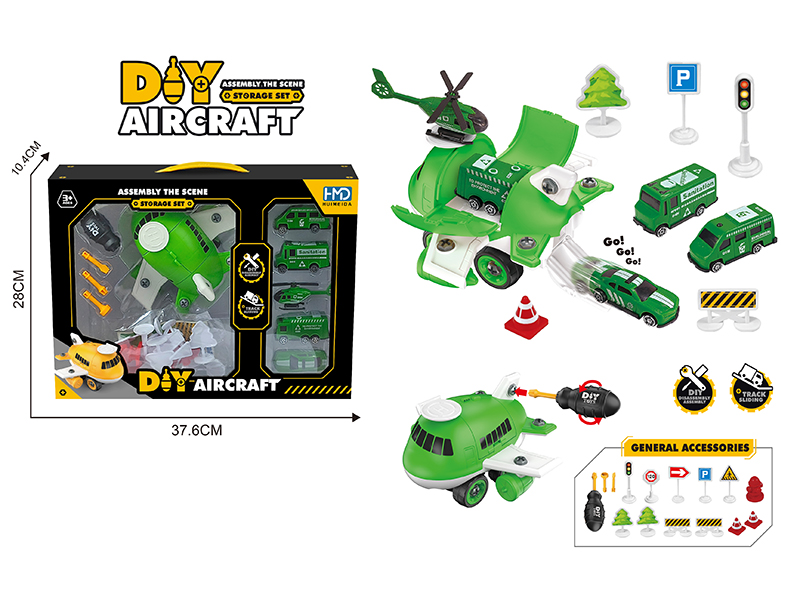 DIY Assembly Storage Airplane Military Scene