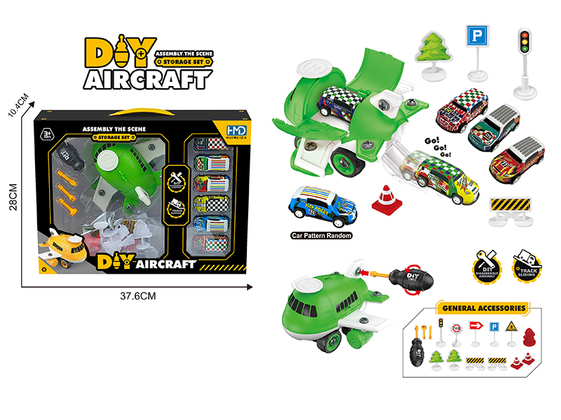 DIY Assembly Storage Airplane Alloy Car Scene