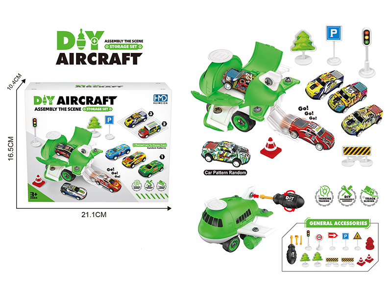 DIY Assembly Storage Airplane Alloy Car Scene