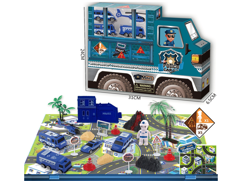 Slide Police Car Box+Carpet