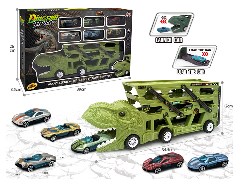 Catapult Slide Dinosaur Storage Cart+6 Slide ABS Vehicle