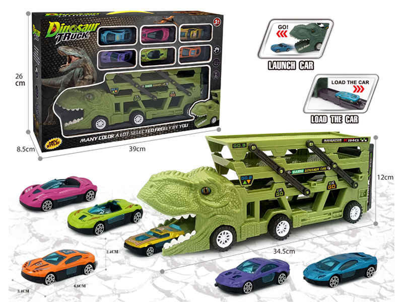 Catapult Slide Dinosaur Storage Cart+6 Slide Alloy Vehicle