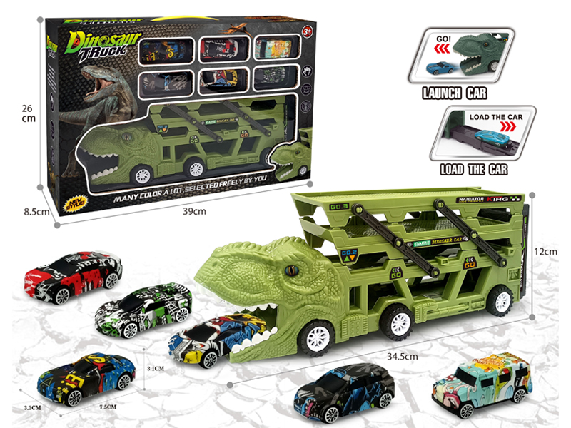 Catapult Slide Dinosaur Storage Cart+6 Slide Vehicle