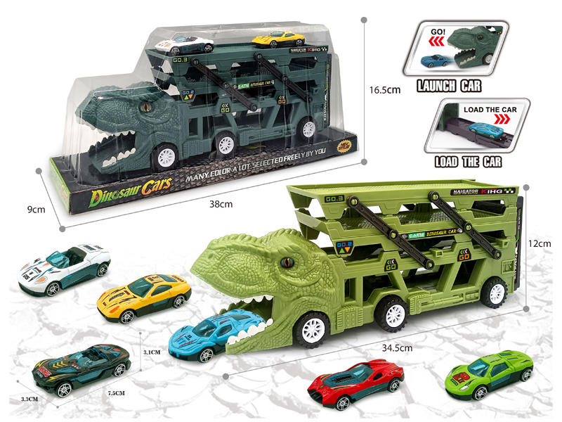 Catapult Slide Dinosaur Storage Cart+6 Slide Alloy Vehicle