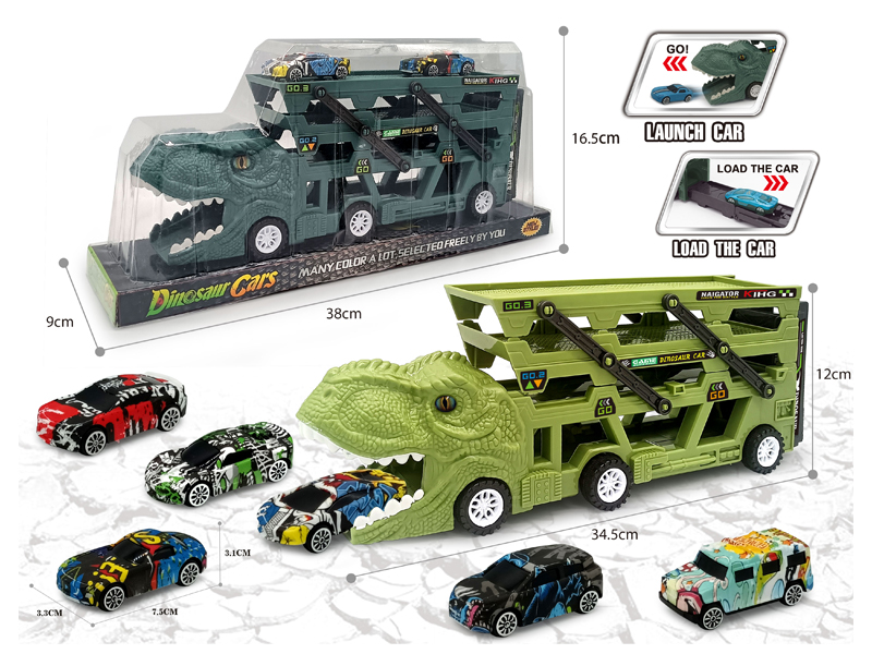 Catapult Slide Dinosaur Storage Cart+6 Slide Vehicle