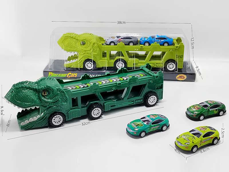 Slide Dinosaur Trailer+Pull Back Dinosaur Tin Car