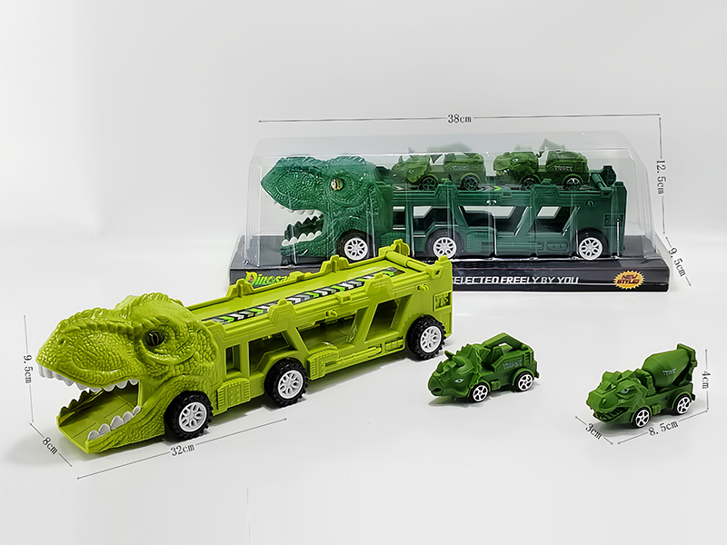 Slide Dinosaur Trailer+Pull Back Dinosaur Engineering Vehicle