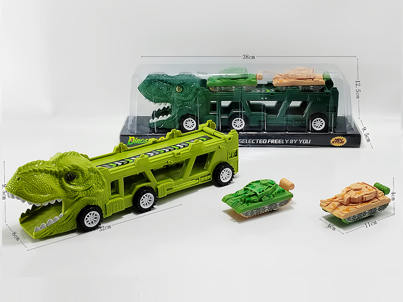 Slide Dinosaur Trailer+Pull Back Tank