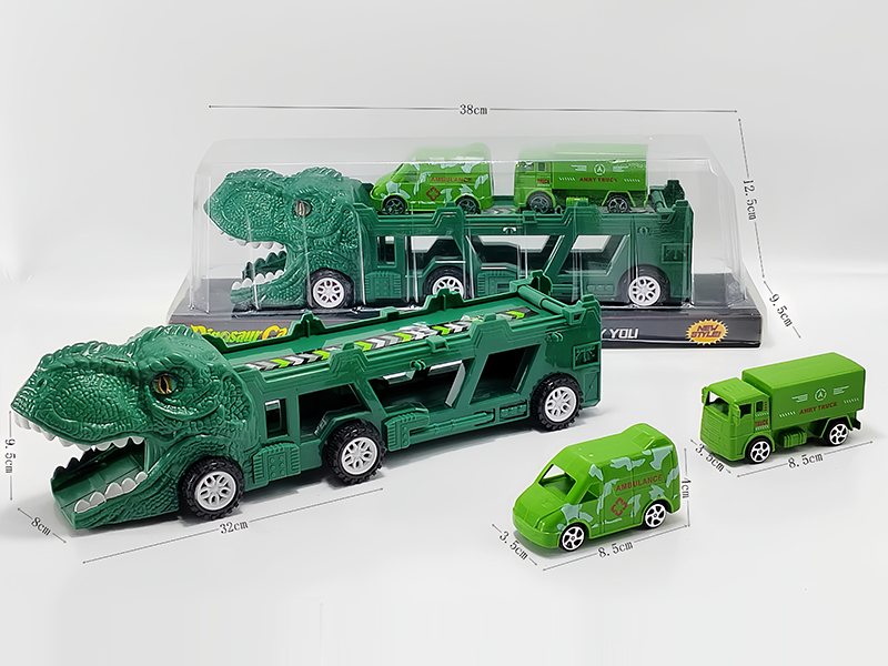 Slide Dinosaur Trailer+Pull Back Military Vehicles