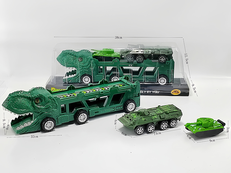 Slide Dinosaur Trailer+Slide Armored Car Pull Back Tank
