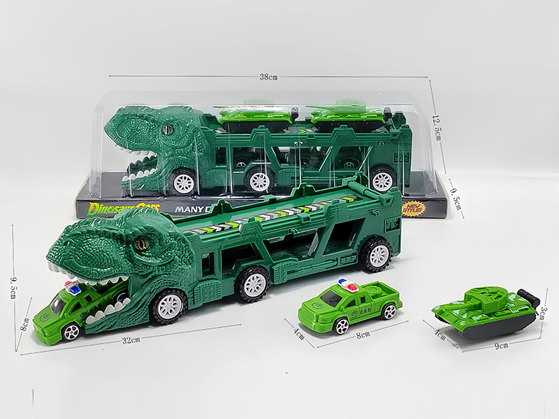 Slide Dinosaur Trailer+4PCS Slide Military Vehicles