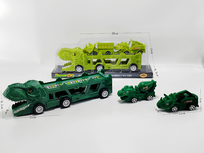 Slide Dinosaur Trailer+Pull Back Dinosaur Engineering Vehicle