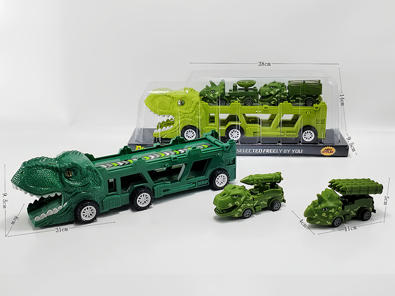 Slide Dinosaur Trailer+Pull Back Dinosaur Military Vehicles