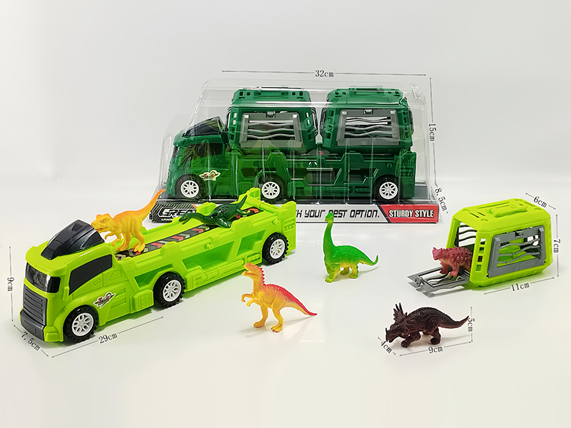 Slide Tow Truck+PVC Dinosaur Cages