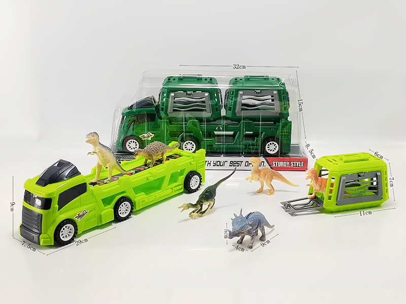 Slide Tow Truck+PVC Dinosaur Cages