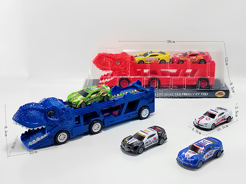 Slide Dinosaur Trailer+Pull Back Tin Car