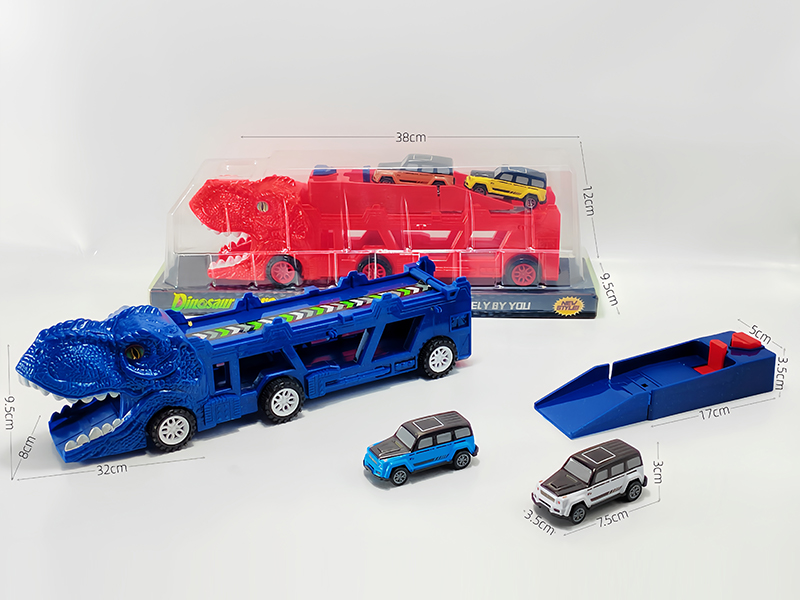 Slide Dinosaur Trailer+Catapult 2 Slide Tin Car