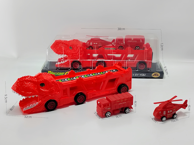 Slide Dinosaur Trailer+Pull Back Aircraft Pull Back Fire Engine