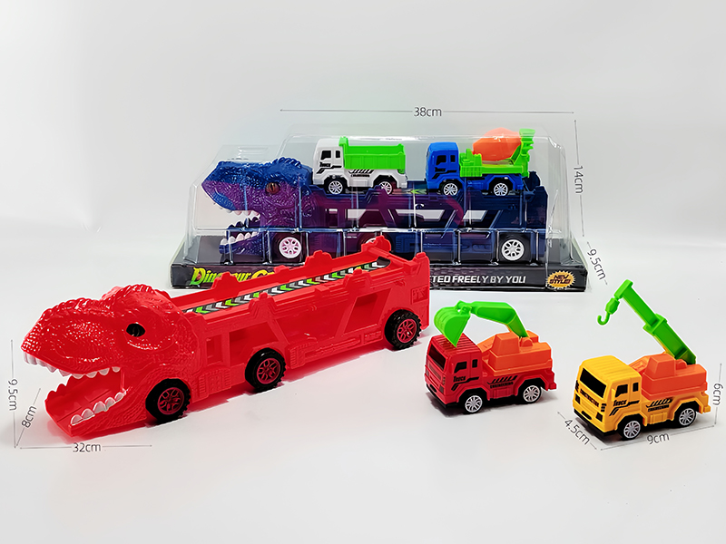 Slide Dinosaur Trailer+Pull Back Engineering Vehicle