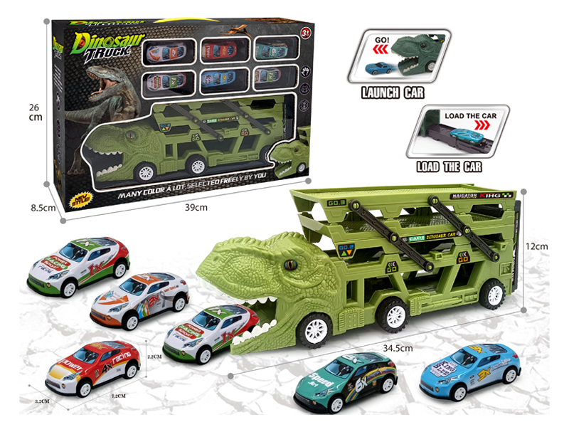 Catapult Slide Dinosaur Storage Cart+6Slide Light Alloy Vehicle