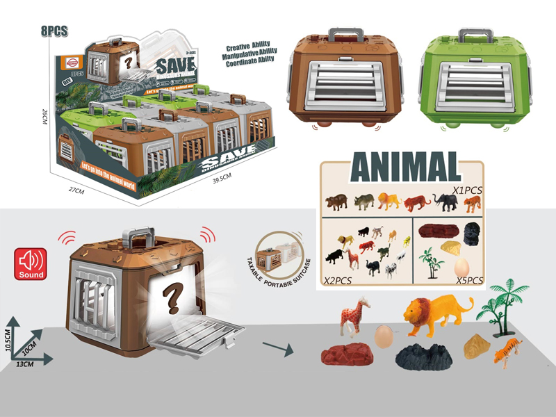 8PCS Slide Animal Cage With Sound