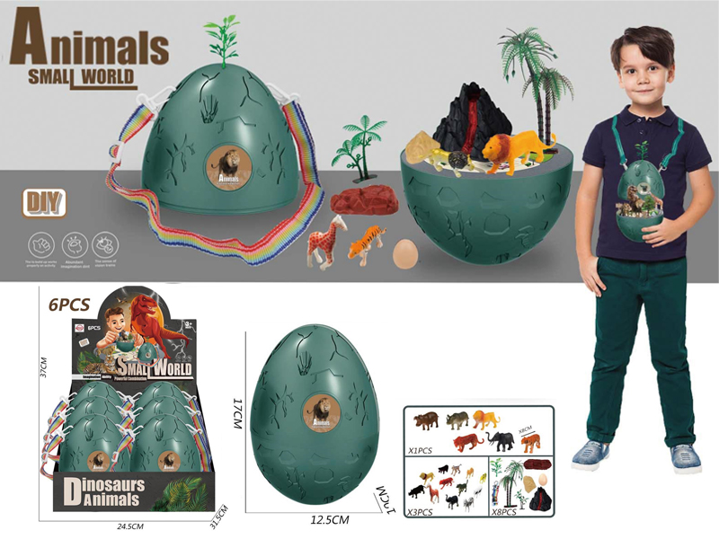 6PCS Animal  Scene Backpack Egg