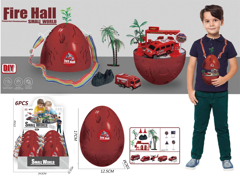 6PCS Slide Fire Fighting Scene Backpack Egg