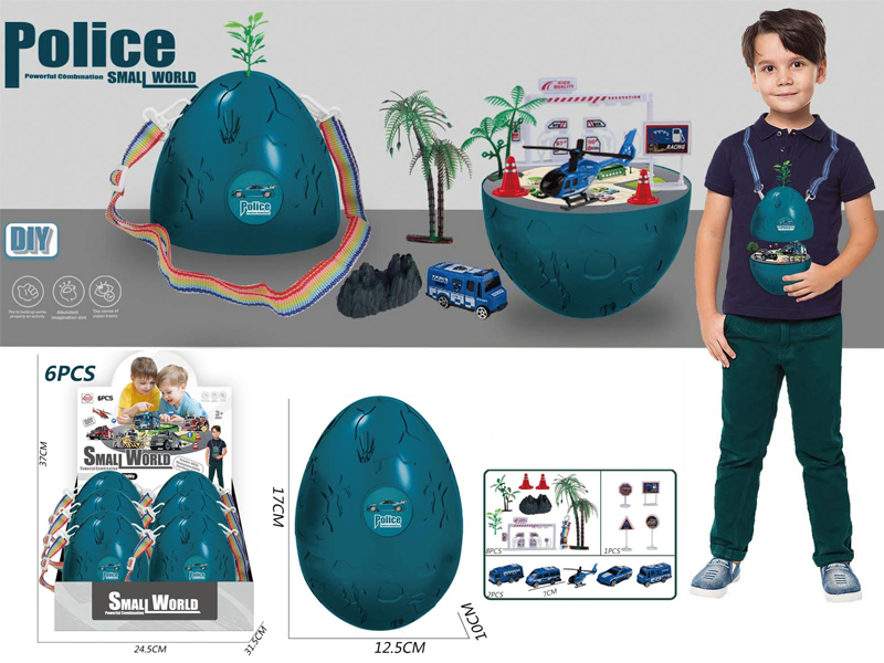 6PCS Slide Police Scene Backpack Egg