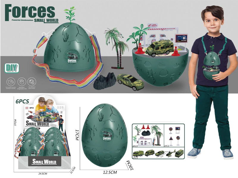 6PCS Slide Military Scene Backpack Egg