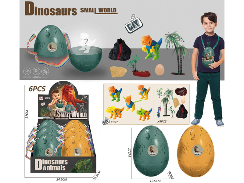 6PCS DIY Dinosaur Scene Backpack Egg